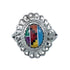 Southwestern Manmade Multicolor Inlay Sterling Silver Ring Size 6-1/4 JX130278